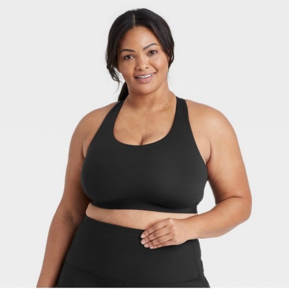All In Motion Black Sports Bra Size 1X T-Back NWT